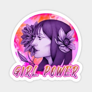 Girl Power Beautiful Woman Flowers Magnet