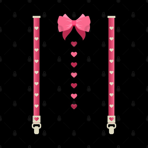 Hearts Bow Tie Suspenders Valentines Day Costume by Tesszero