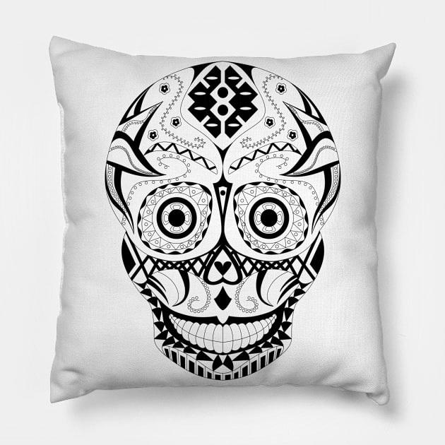 sugar day of the dead skull ecopop Pillow by jorge_lebeau