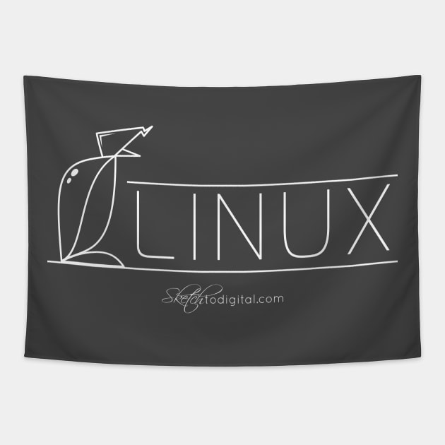 Abstract Linux Penguin Tapestry by sketchtodigital