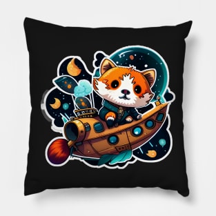 Riley the Red Panda but he's boat captain ready to plunder some treasure Sticker Pillow