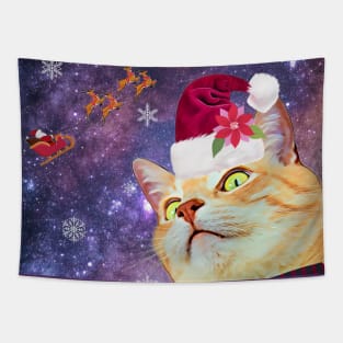 Cosmic Cat says Happy Holidays Tapestry