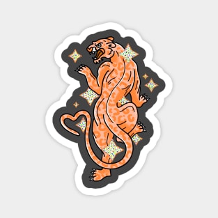 American Traditional Panther Tattoo in Orange with Sparkles and Glitter cute gift Magnet