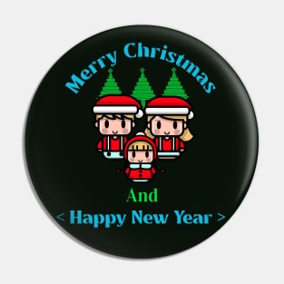 Happy family with Christmas Pin