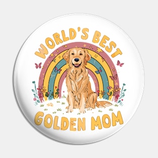 World's Best Golden Mom Colorful Rainbow and Butterflies Pin