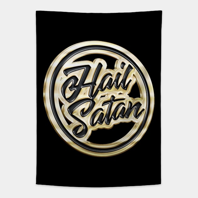 Hail Satan † Gold Pin Badge Design Tapestry by DankFutura