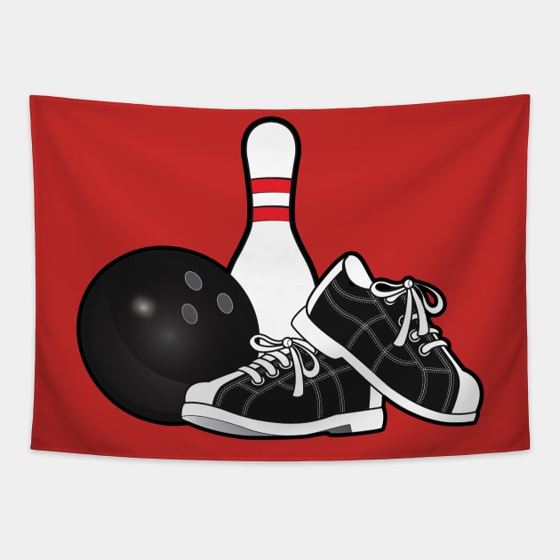 bowling shoes and ball for bowling game on the background of the