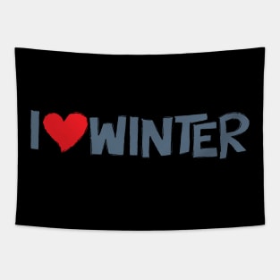 I Heart Winter Illustrated Text with a heart Tapestry