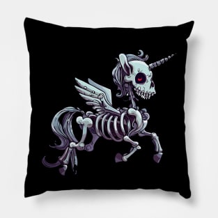 Spooky magical skeleton unicorn wings Pillow