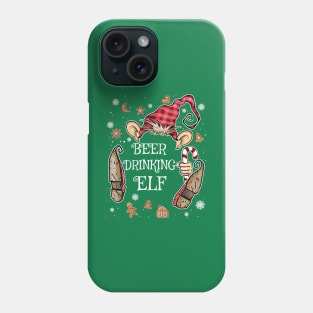 Funny Beer Drinking Elf Christmas Costume Phone Case