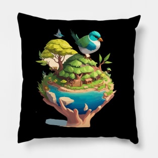 Save Earth Day World Environment Day Cute Bird Inspirational Gift Pillow