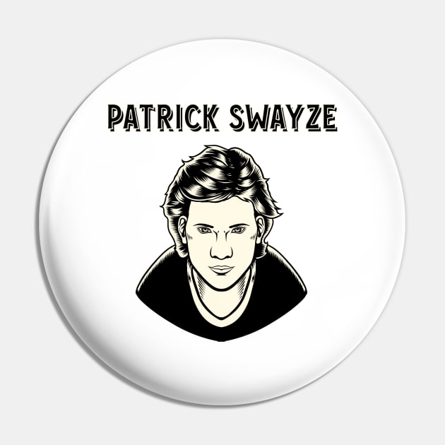 Patrick Swayze - Retro 90s Fan Art Design Pin by margueritesauvages