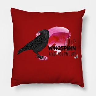 Wingsplain Raven Eating Nectar - Wingspan Board Game Pillow