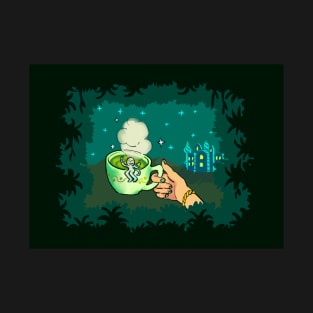 funky tea cup guy in caroline's tea cutscene with castle bg / stardew valley T-Shirt