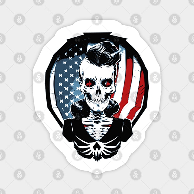 Fun Patriotic Retro Rockabilly Skeleton Magnet by CGI Studios