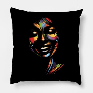 Afrocentric Woman Multicolored Silhouette Pillow