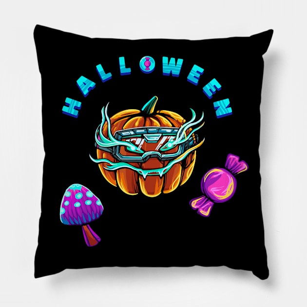 halloween collection vectors illustrations perfect merchandise Pillow by affane