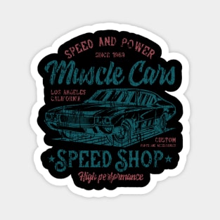 Muscle car custom garage distressed Magnet