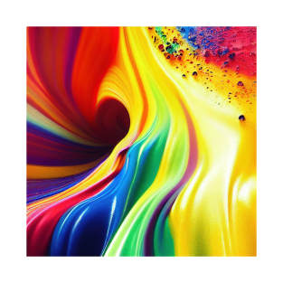 Liquid Colors Flowing Infinitely - Heavy Texture Swirling Thick Wet Paint - Abstract Inspirational Rainbow Drips T-Shirt