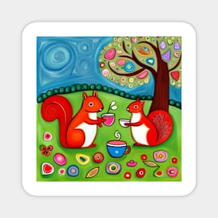 Squirrels Tea Party Magnet