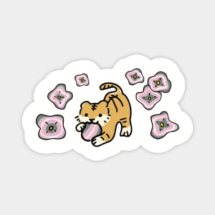 Demigirl Flag of Tiger Pride with Cute Flower Drop Magnet