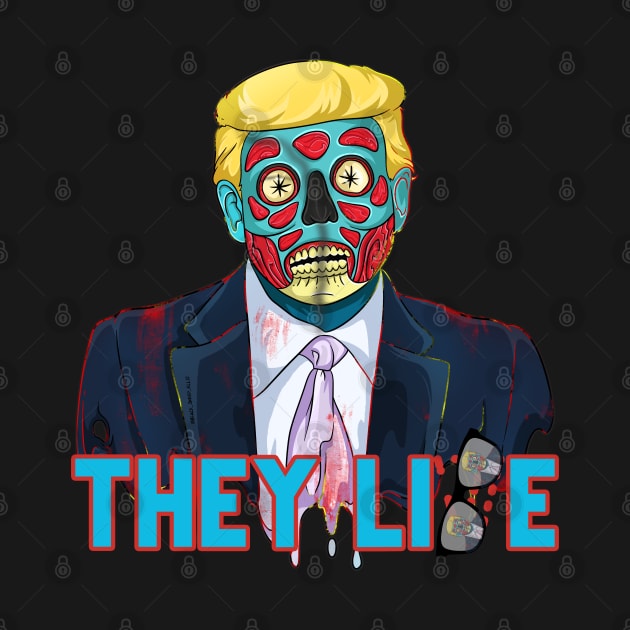 They Lie Trump Cartoon Zombie by Trendy Black Sheep