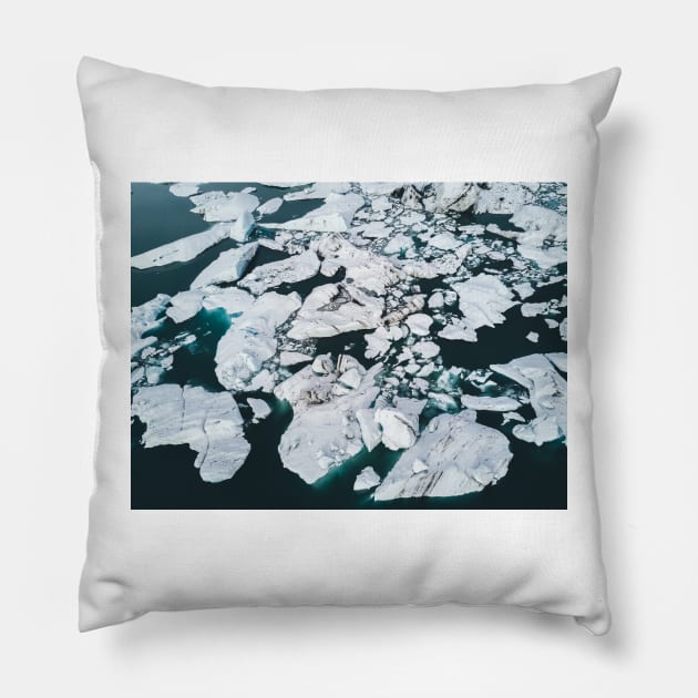 Glacier Lagoon in Iceland - Landscape Photography Pillow by regnumsaturni