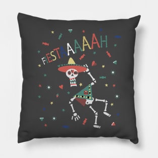 Fiesta Skeleton Halloween Pillow