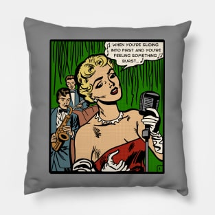 Comic Woman Sings Her Heart Out Pillow