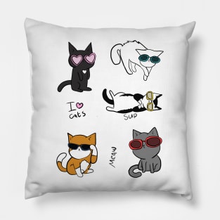 Funny cats with glasses Pillow