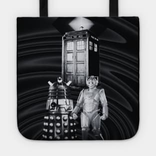 vintage black and white  tardis dr who Tote