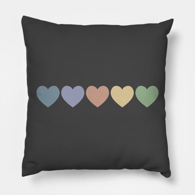 Rainbow Hearts Pillow by DesignCat