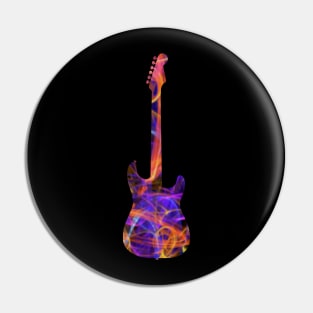 Orange on Purple Flame Guitar Silhouette Pin