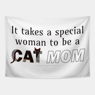 It takes a special woman to be a cat mom - black cat oil painting word art Tapestry