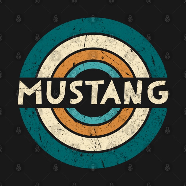 Retro Styles Mustang Name Birthday 70s 80s 90s Circle by Amir Dorsman Tribal