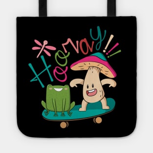 Sweet Frog Skateboarding With A Mushroom Tote