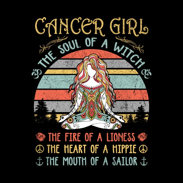 Cancer Girl The Soul Of A Witch Vintage Yoga Cancer Girl Birthday Gift by Shops PR