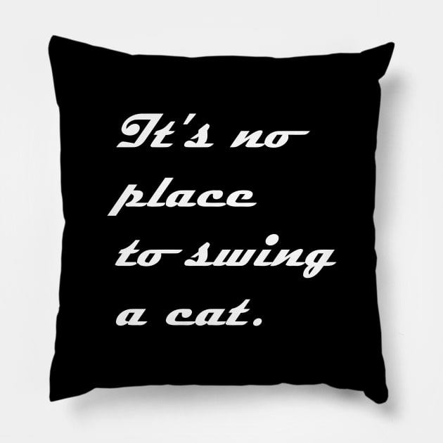 IT NO PLACE TO SWING A CAT Pillow by mabelas