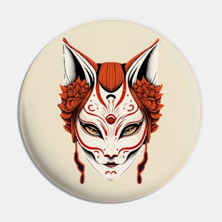 Traditional Japanese Art Kitsune Mask or Fox Japan Pin