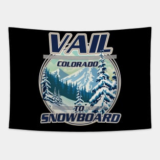 Vail Colorado Snowboarding logo Tapestry