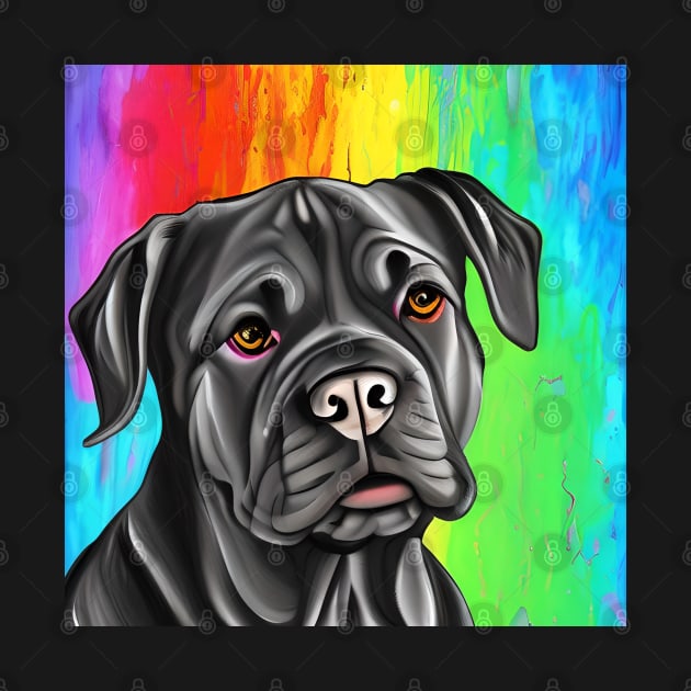 Cane Corso Dog Rainbow Painting by KayBee Gift Shop