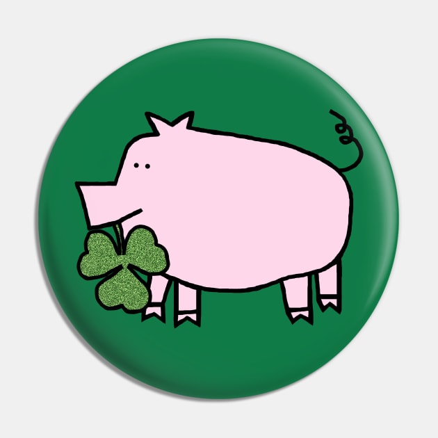 Cute Pig Holding Shamrock for St Patricks Day Pin by ellenhenryart