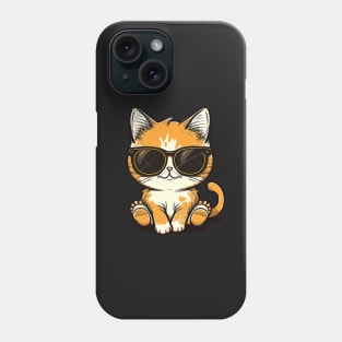 Cute ginger cat wearing sunglasses Phone Case