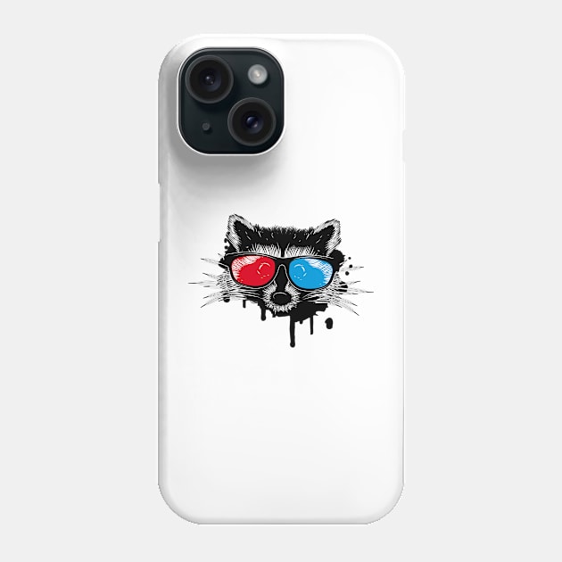 Raccoon with 3D glasses Phone Case by Kisho