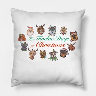 12 Dogs of Christmas Pillow