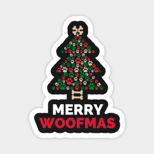 Merry Woofmas Christmas Lights Festive Baubles Scene Dog - Christmas Dog Lover - Funny Magnet