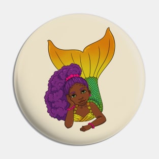 Beautiful Black mermaid girl design Pin