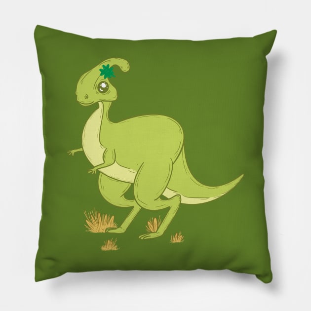 Shamrock dinosaur Pillow by Xatutik-Art