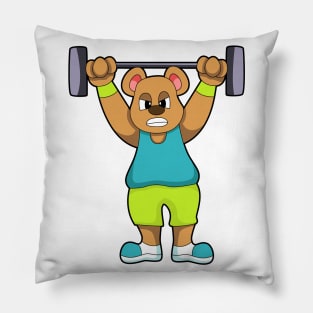 Bear at Bodybuilding with Barbell Pillow