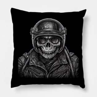 Skull Retro Motorcycle Vintage Pillow